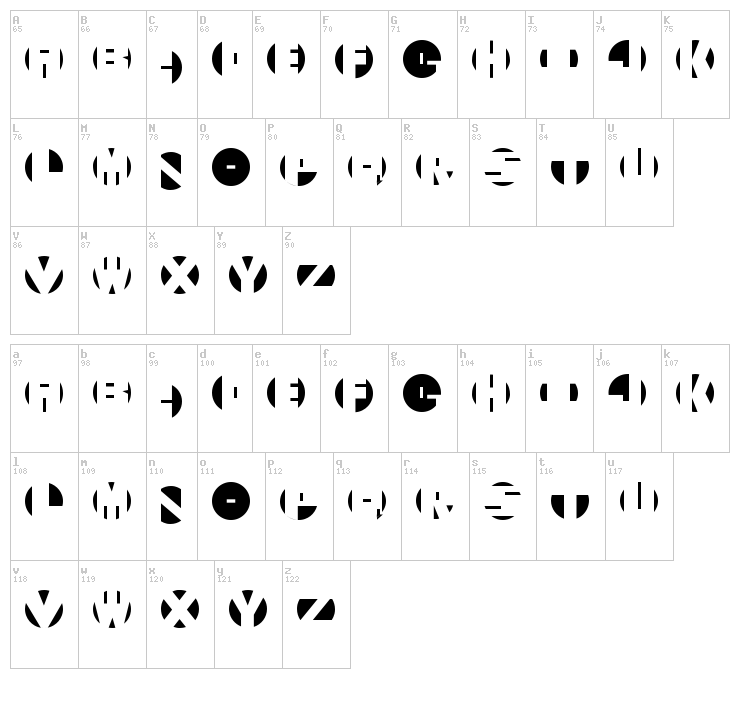 Secret Booze font map